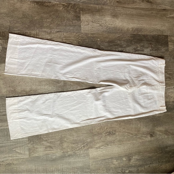 BCBG MaxAzria White Linen Cotton Blend Wide Leg Pant Size 6 - Picture 7 of 9